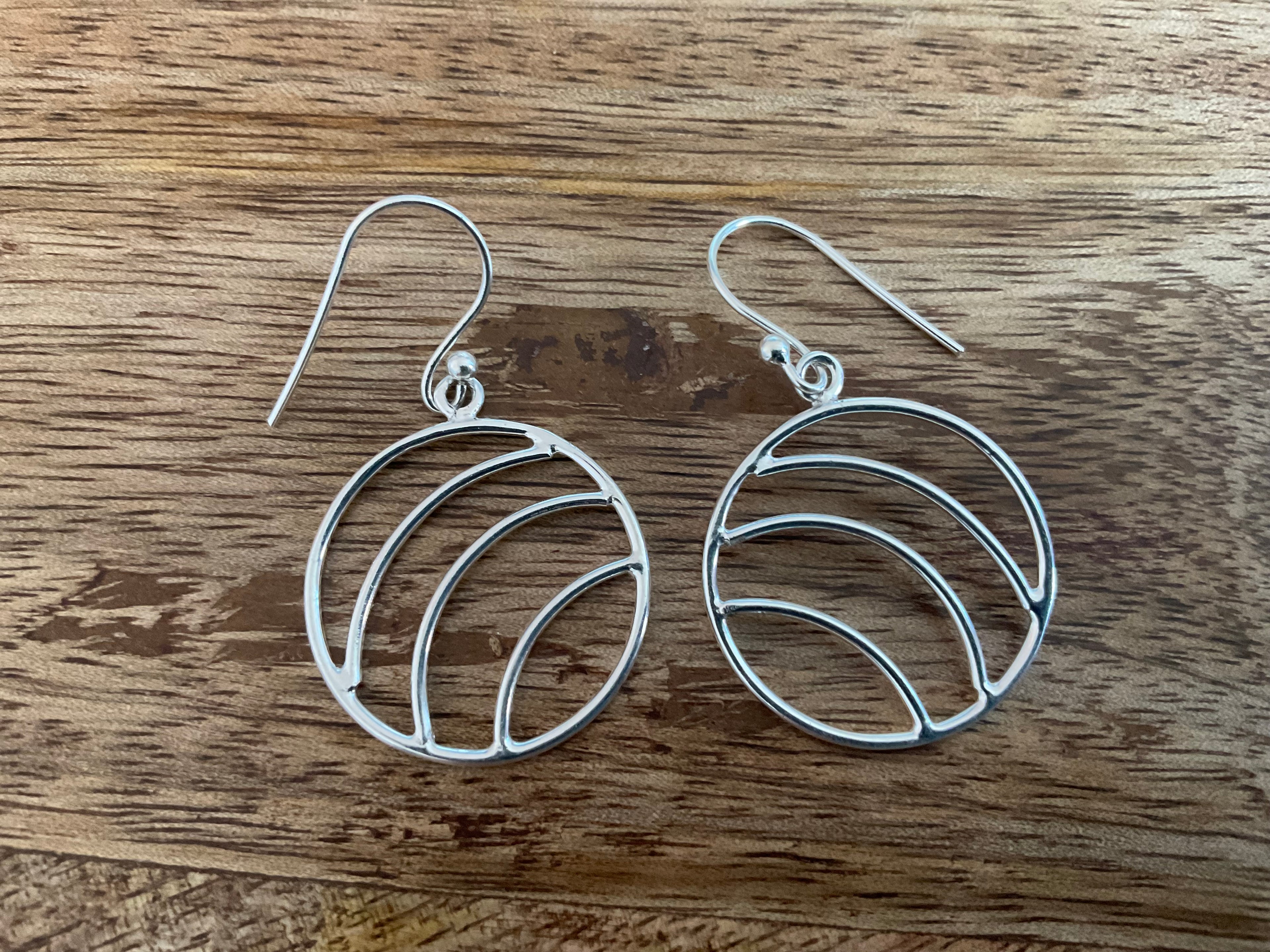 Circle Line Dangle Earrings