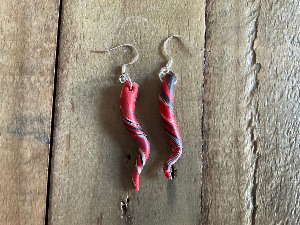Red Tenticle Polymer Clay Dangle Earrings