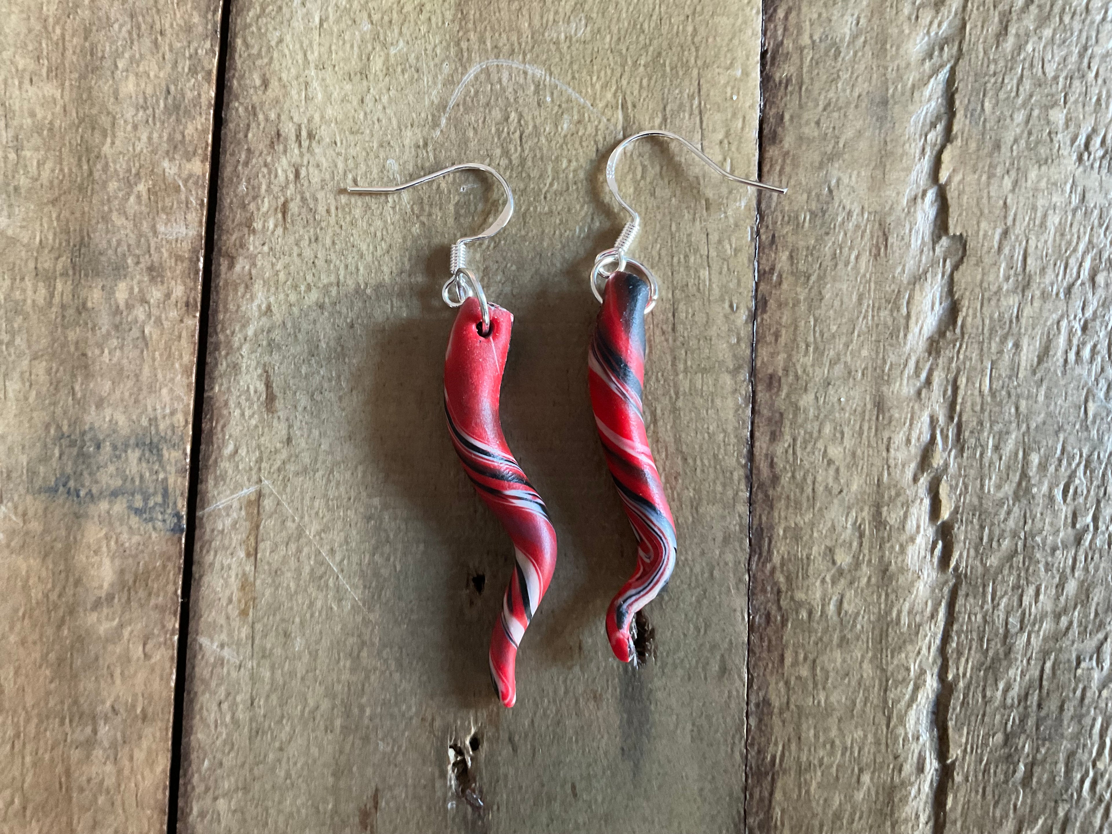 Red Tenticle Polymer Clay Dangle Earrings