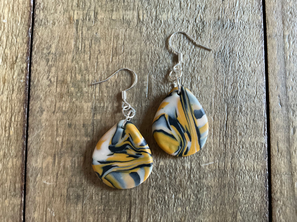 Orange Teardrop Polymer Clay Dangle Earrings