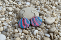 Pink & Blue Disk Polymer Clay Dangle Earrings