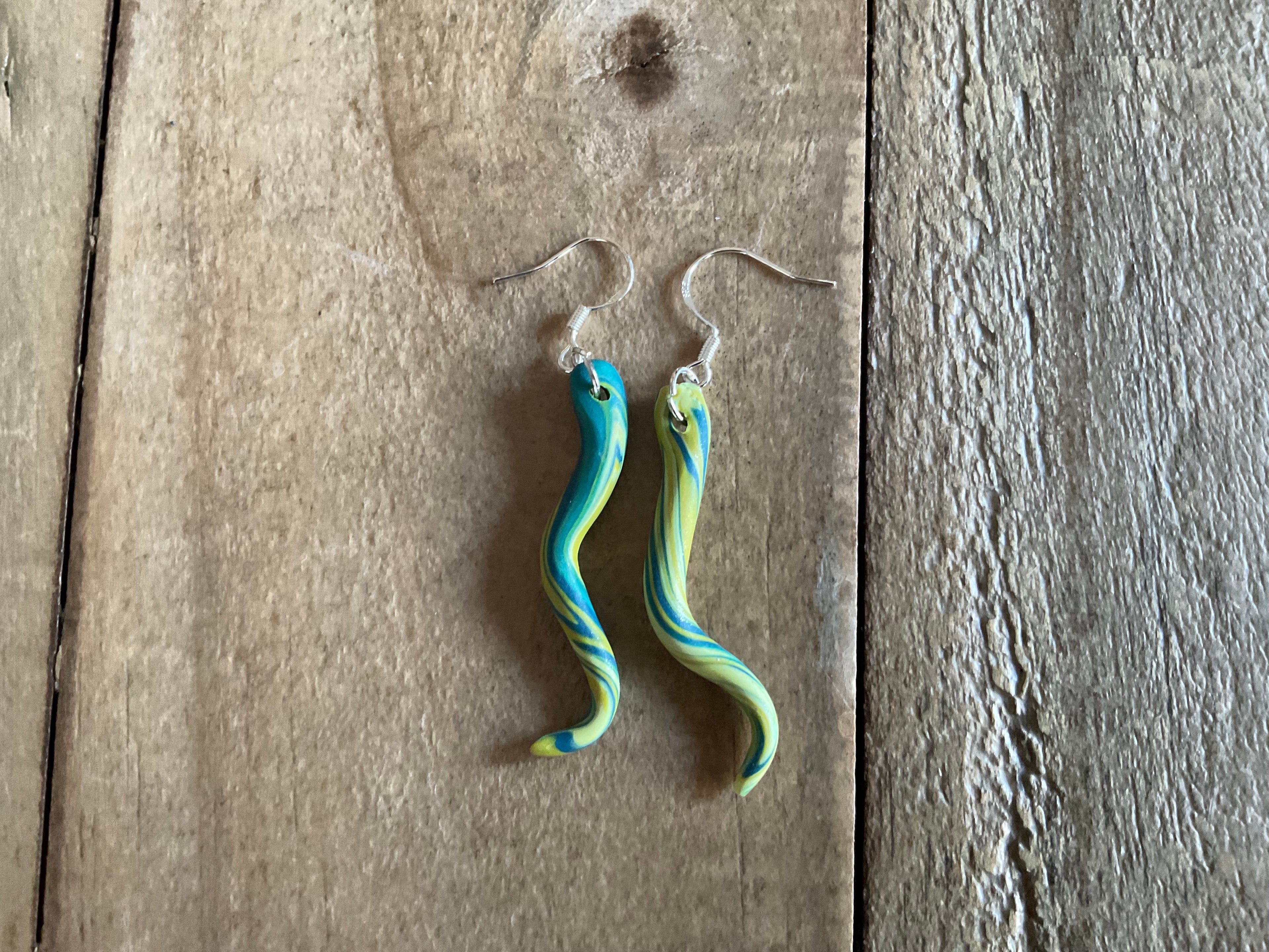 Yellow Tenticle Polymer Clay Dangle Earrings