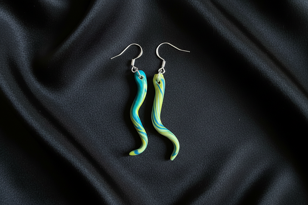 Yellow Tenticle Polymer Clay Dangle Earrings