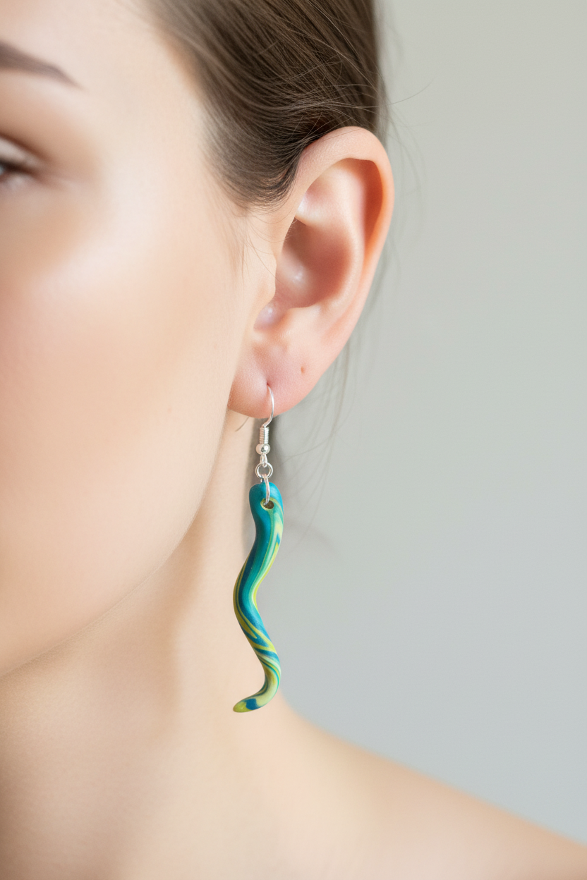 Yellow Tenticle Polymer Clay Dangle Earrings