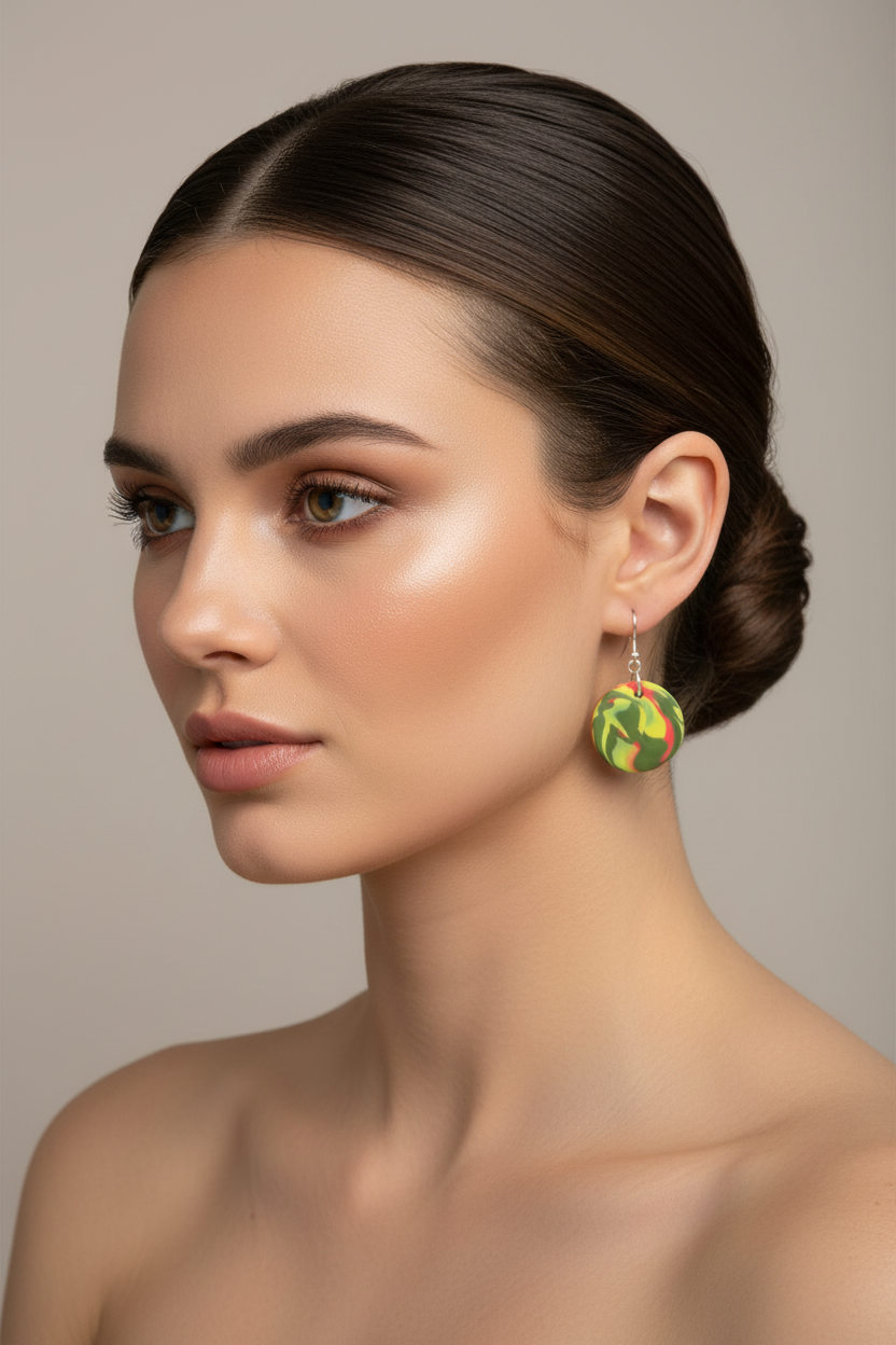 Yellow Disk Polymer Clay Dangle Earrings