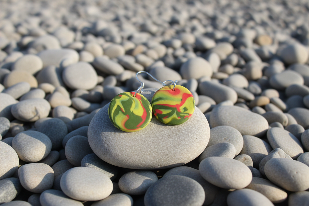 Yellow Disk Polymer Clay Dangle Earrings