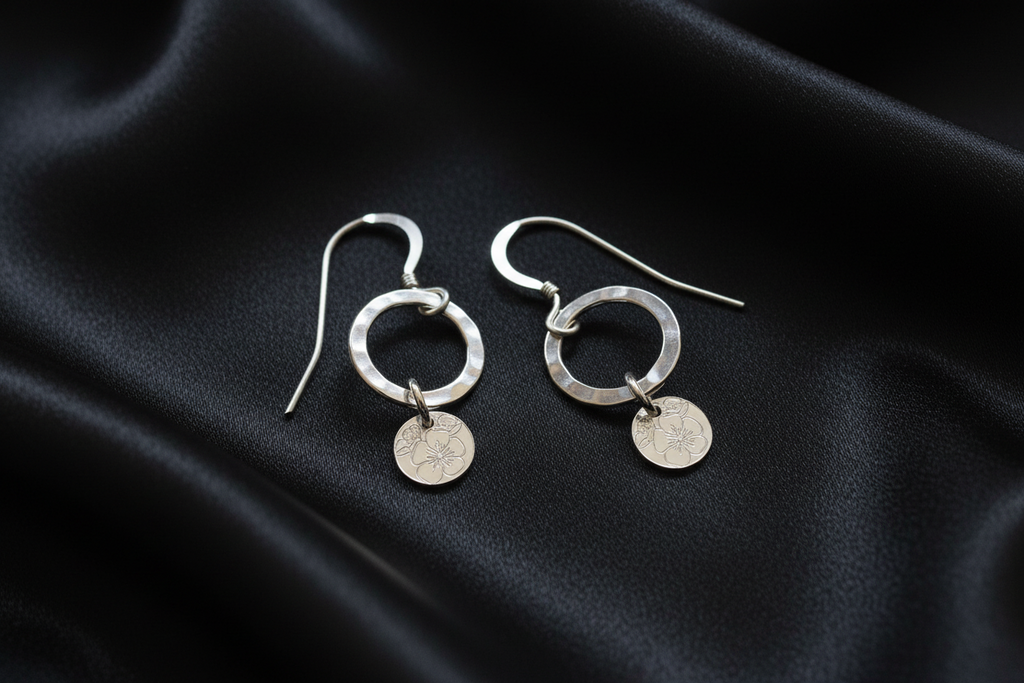 Flower Circle Dangle Earrings