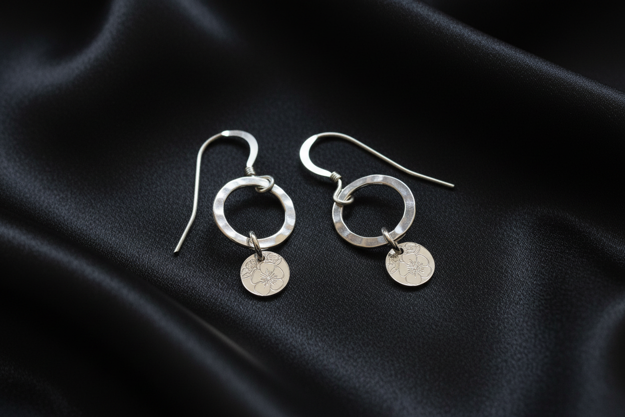 Flower Circle Dangle Earrings