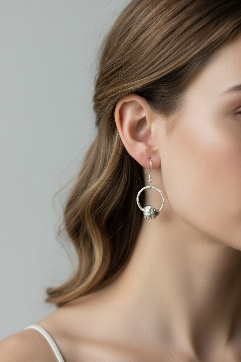 Ladybird Circle Dangle Earrings