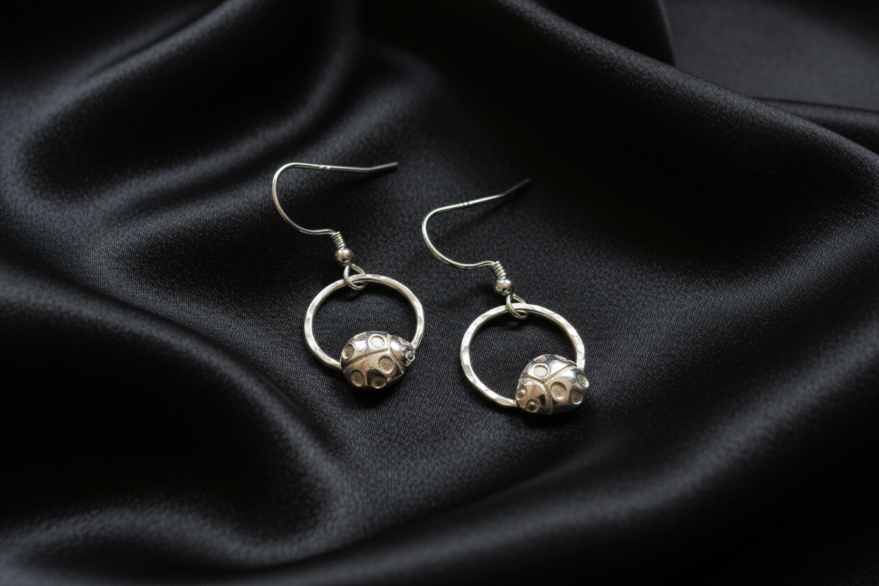 Ladybird Circle Dangle Earrings