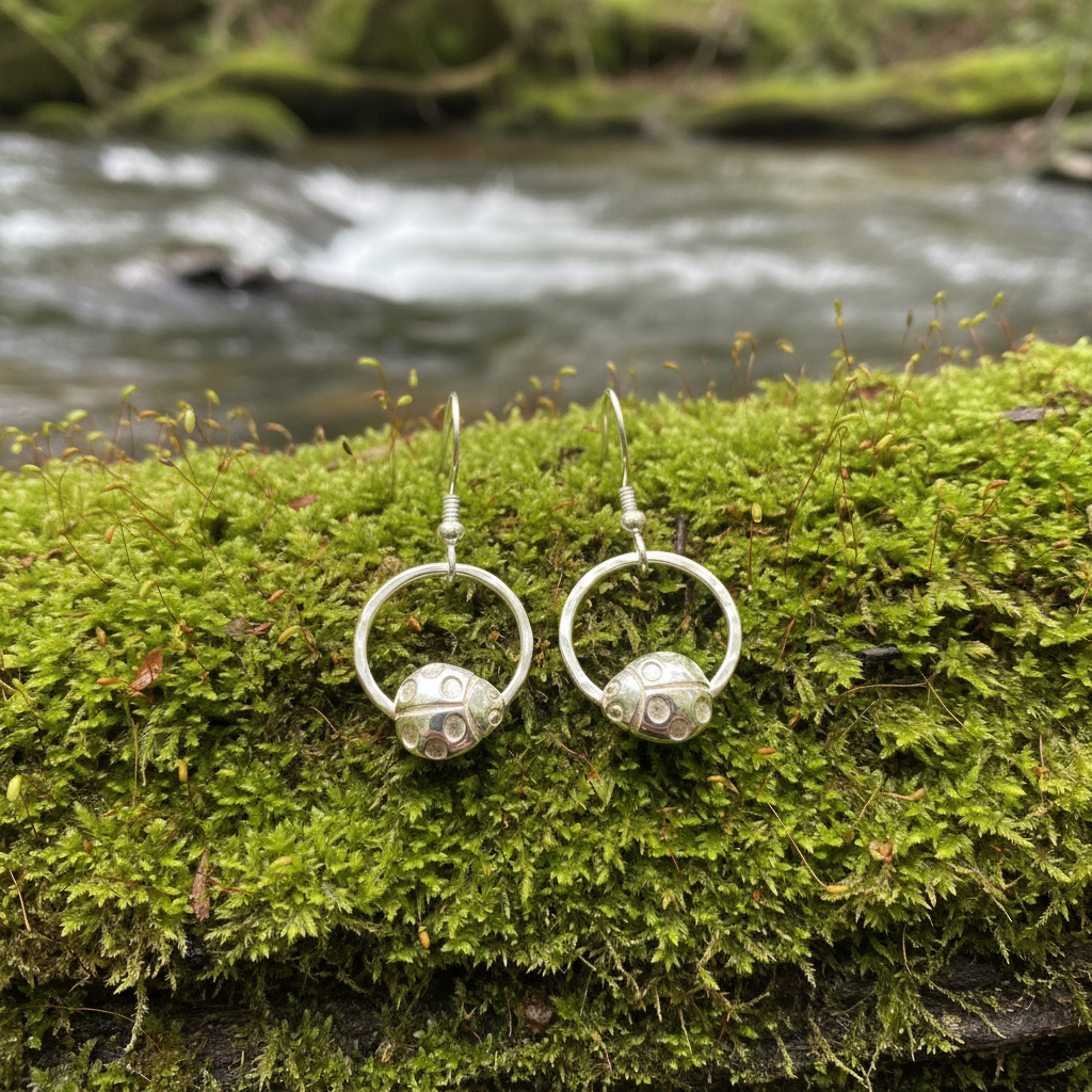 Ladybird Circle Dangle Earrings