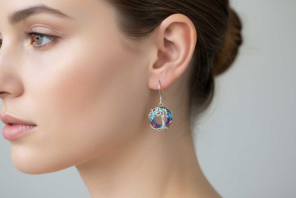 Tree Of Life Dangle Earrings - Rainbow