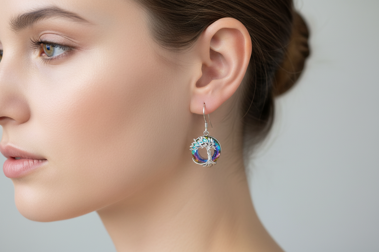 Tree Of Life Dangle Earrings - Rainbow