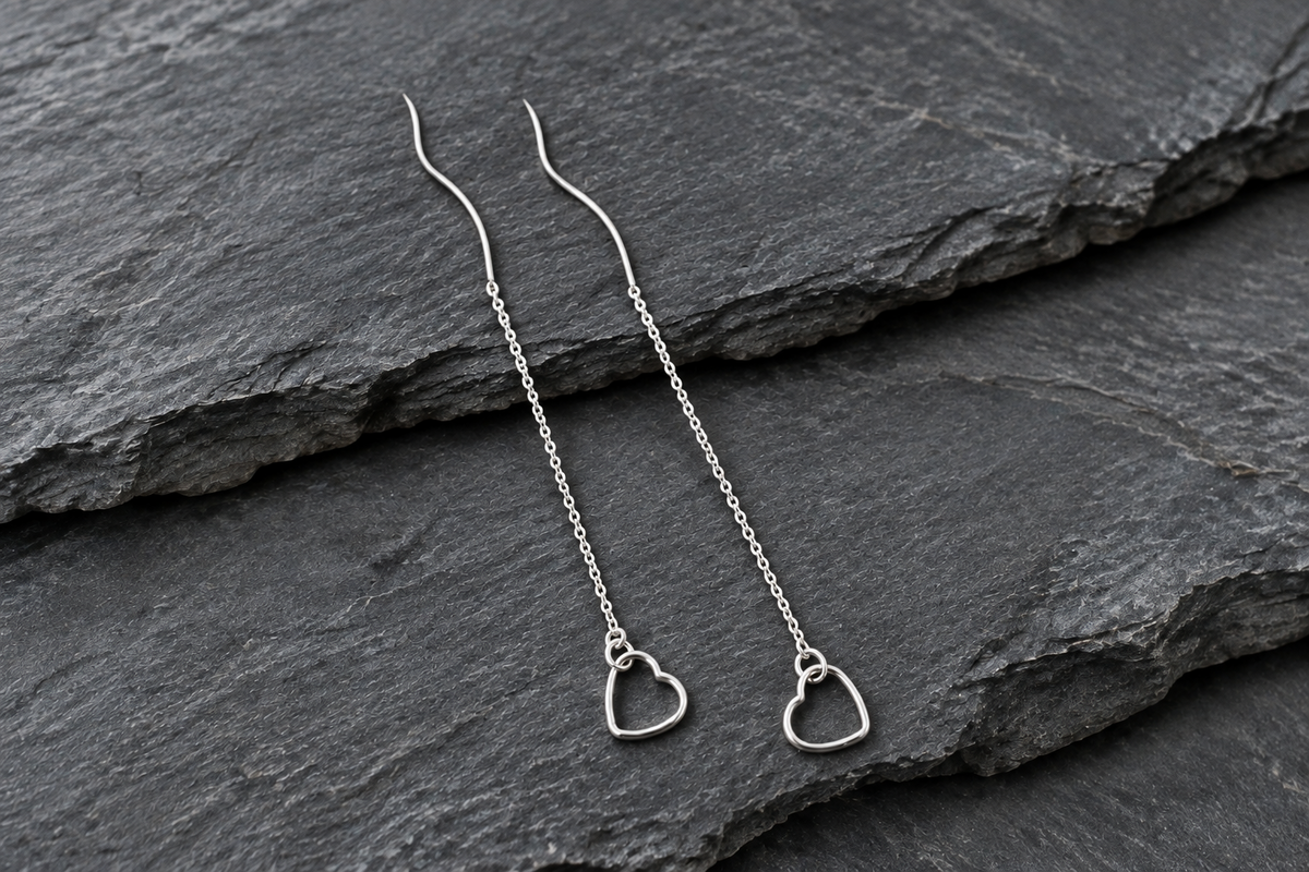 Heart & Spiral Threader Earrings