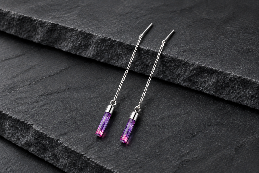 Purple Opal Threader Earrings