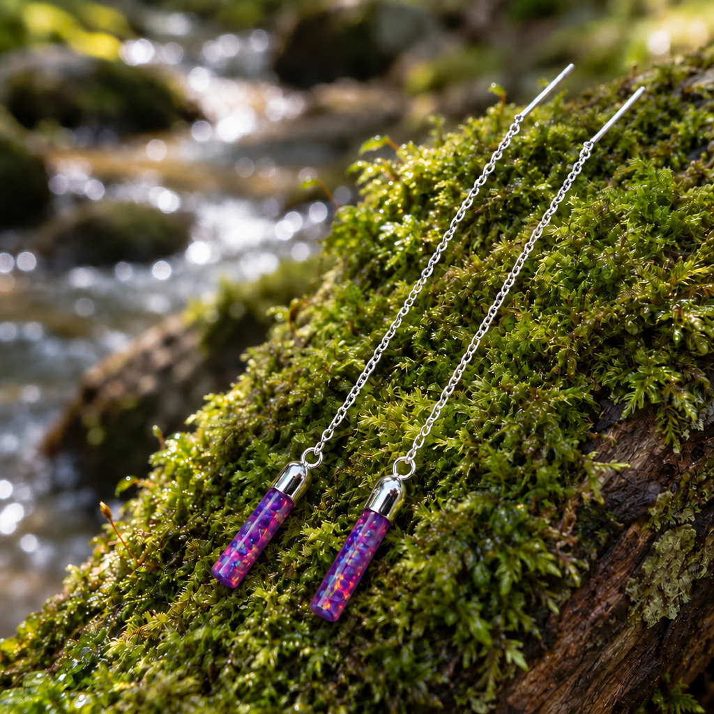 Purple Opal Threader Earrings