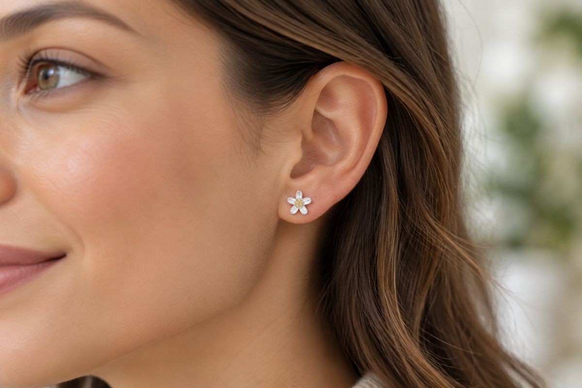 Five Petal Flower Stud Earrings