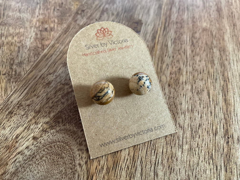 Jasper Gemstone Stud Earrings