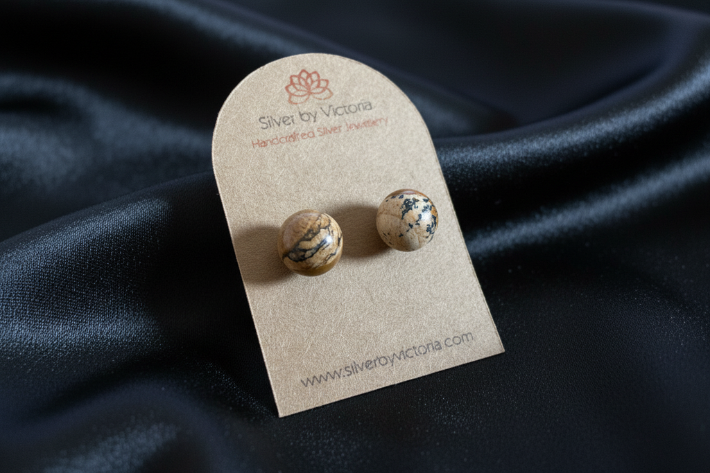 Jasper Gemstone Stud Earrings
