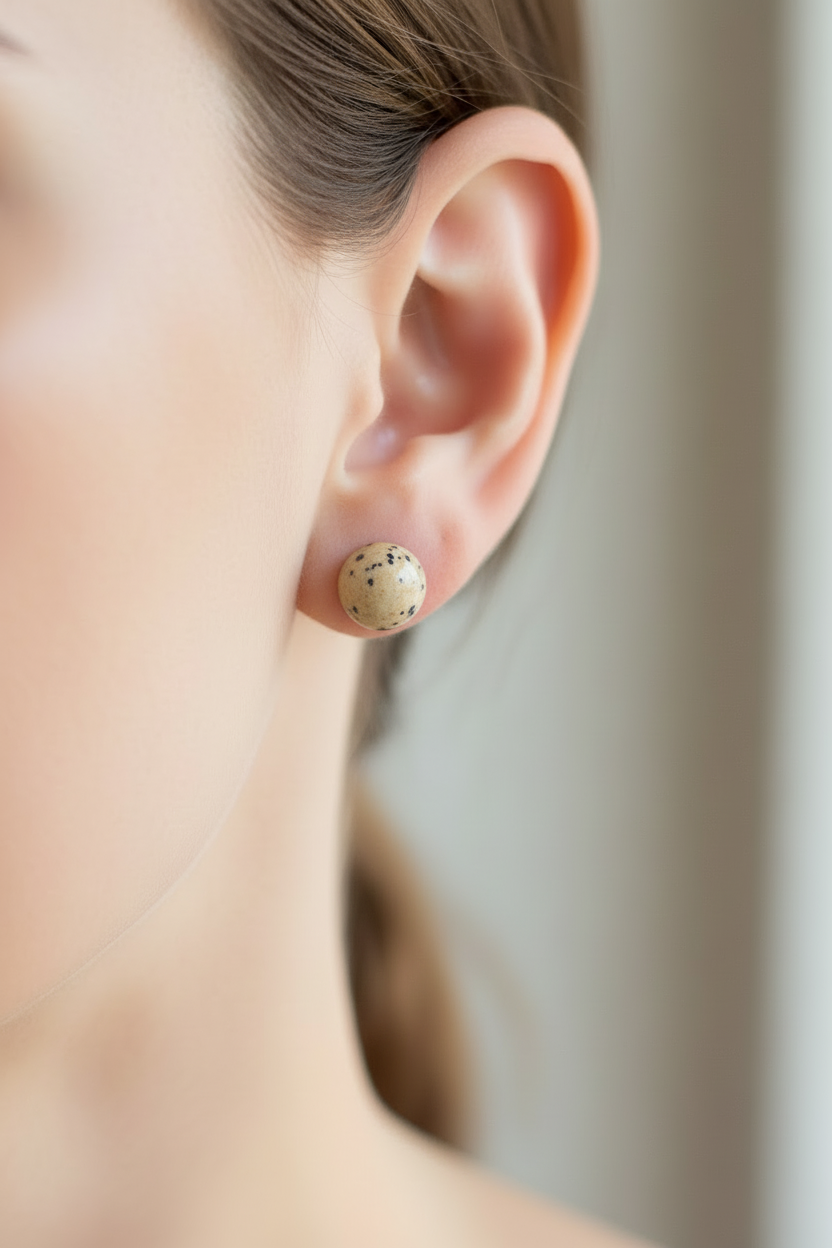 Jasper Gemstone Stud Earrings