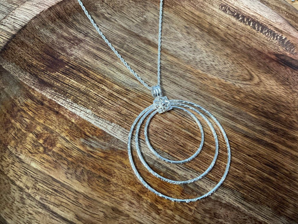 Multi Circle Floral Pendant & Chain