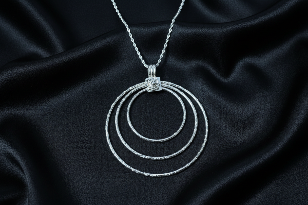 Multi Circle Floral Pendant & Chain