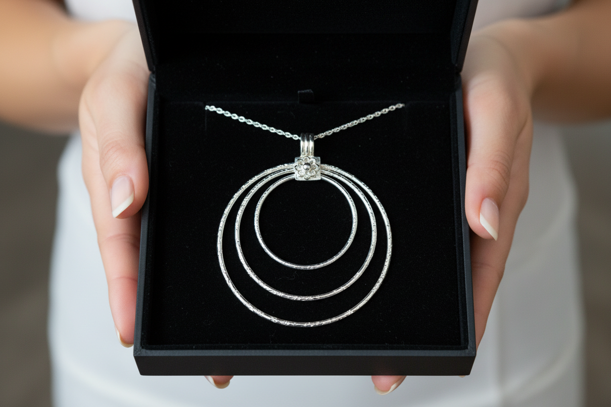 Multi Circle Floral Pendant & Chain