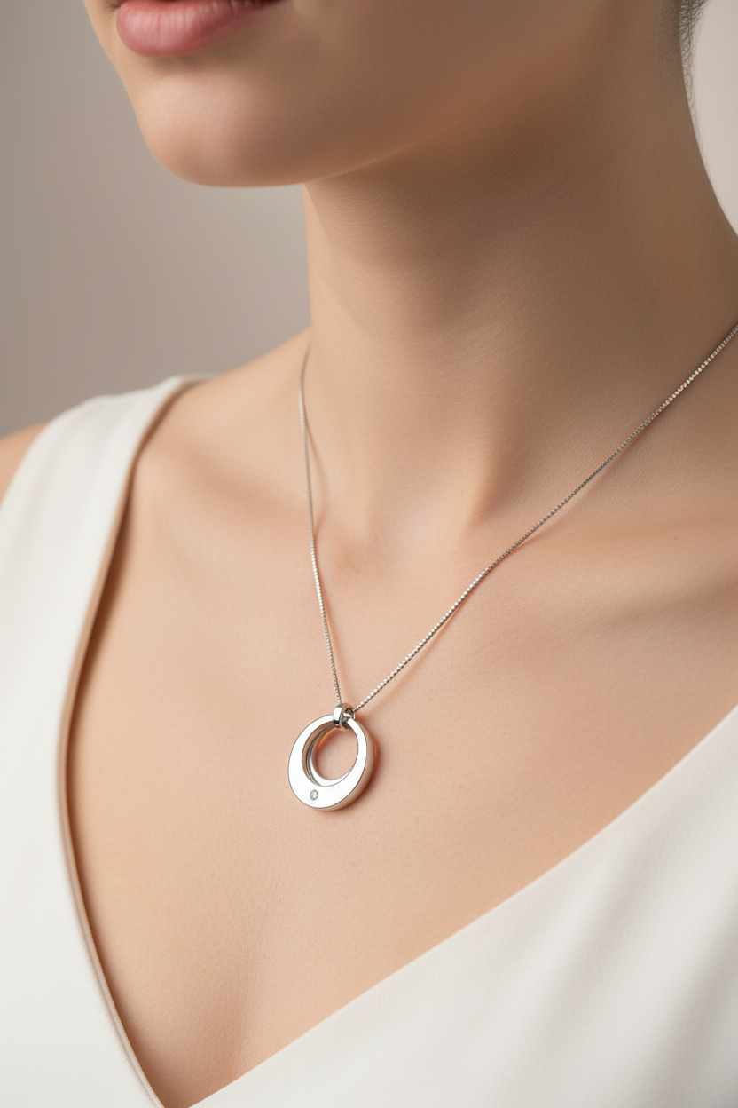 Engraved Heart Circle Urn Necklace For Ashes