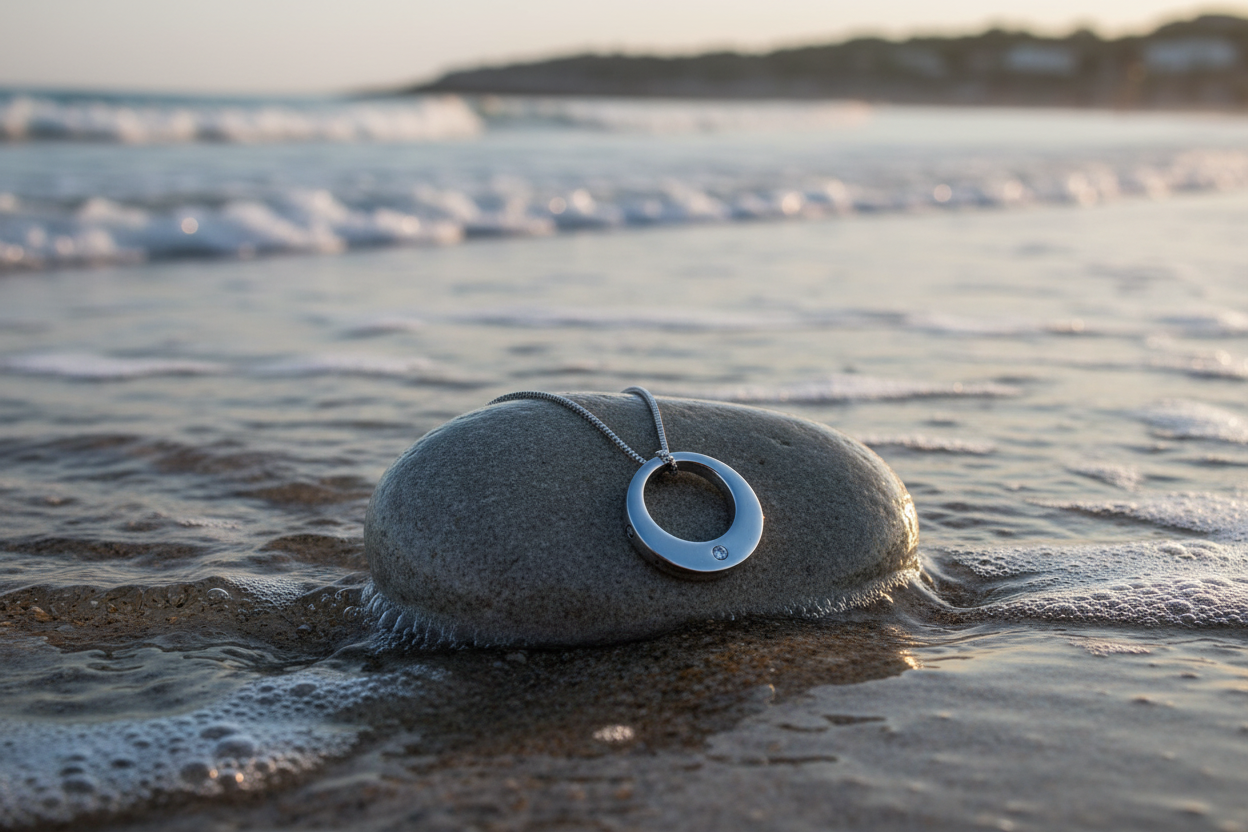 Engraved Heart Circle Urn Necklace For Ashes