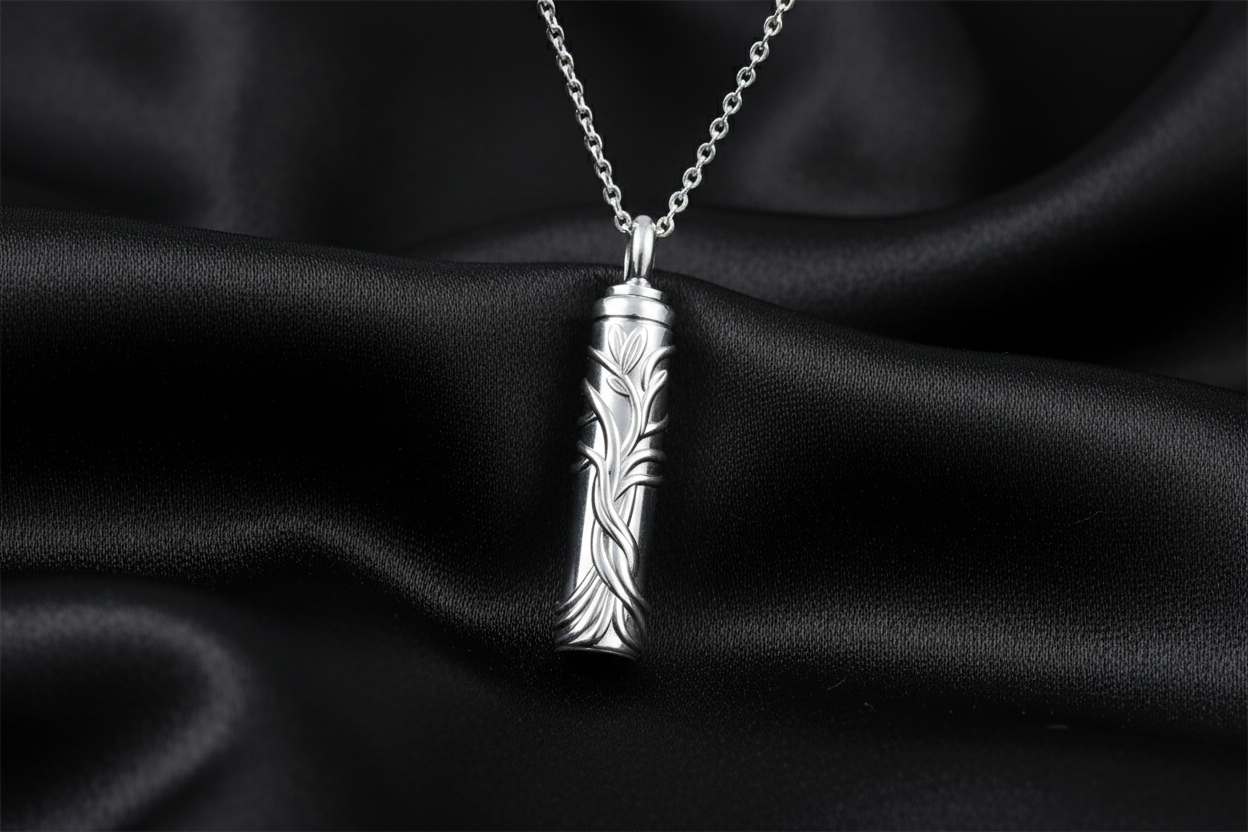 Tree Of Life Cylinder Urn Pendant & Necklace For Ashes