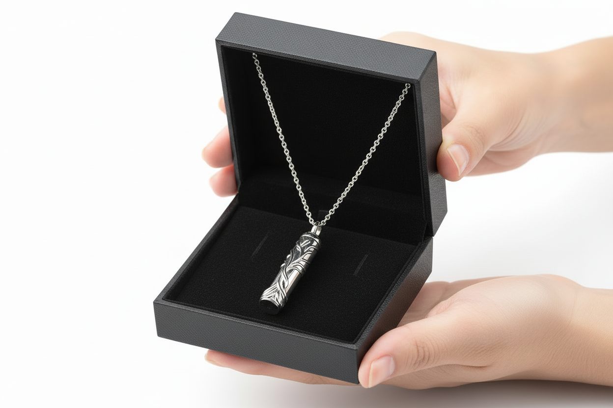 Tree Of Life Cylinder Urn Pendant & Necklace For Ashes