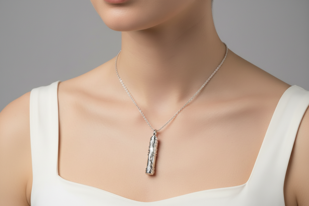 Tree Of Life Cylinder Urn Pendant & Necklace For Ashes