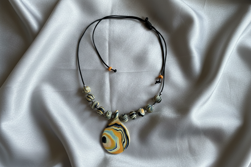 Orange Polymer Clay Statement Necklace