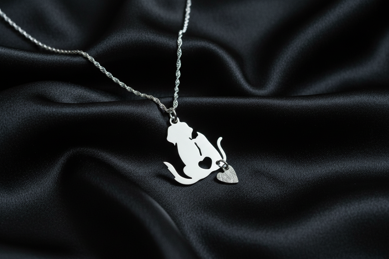 Dog & Cat Love Pendant & Chain