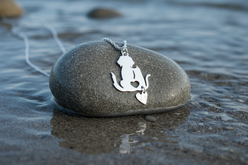 Dog & Cat Love Pendant & Chain