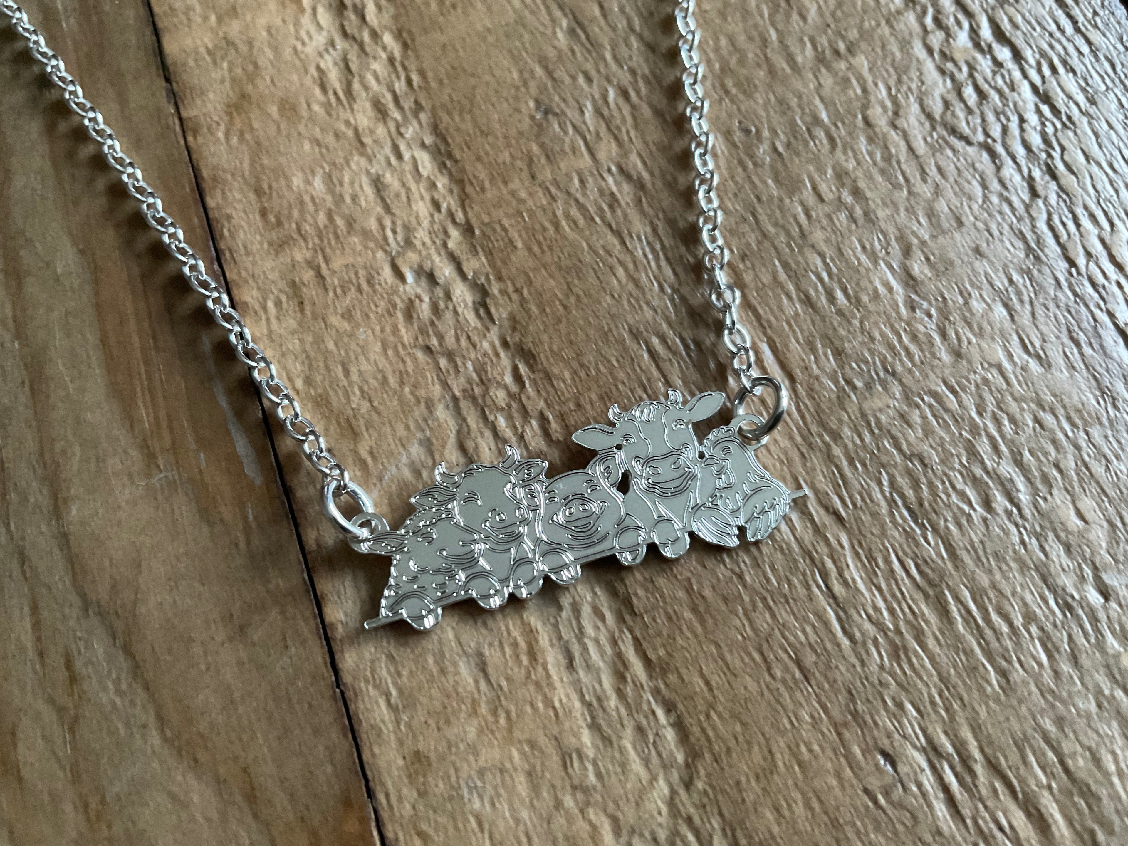 Farm Animal Etched Necklace