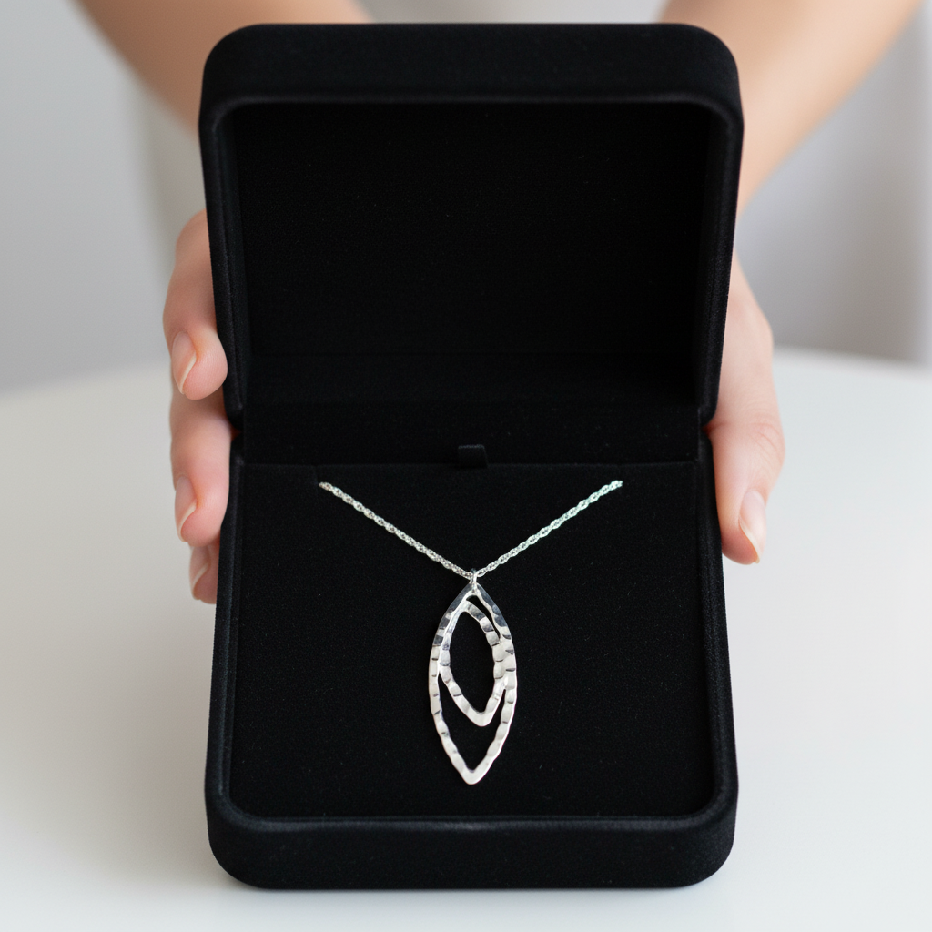 Hammered Geometric Pendant & Chain