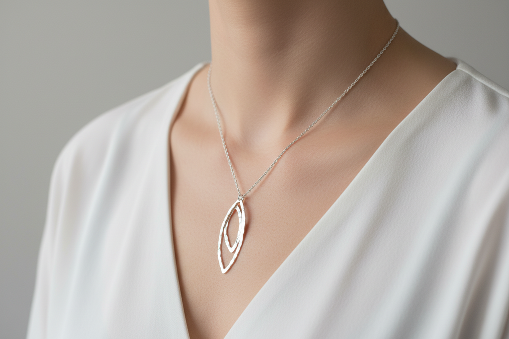 Hammered Geometric Pendant & Chain
