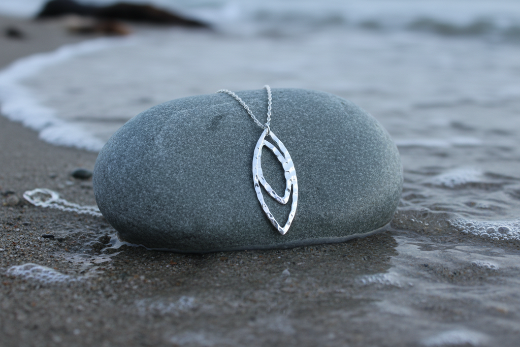 Hammered Geometric Pendant & Chain