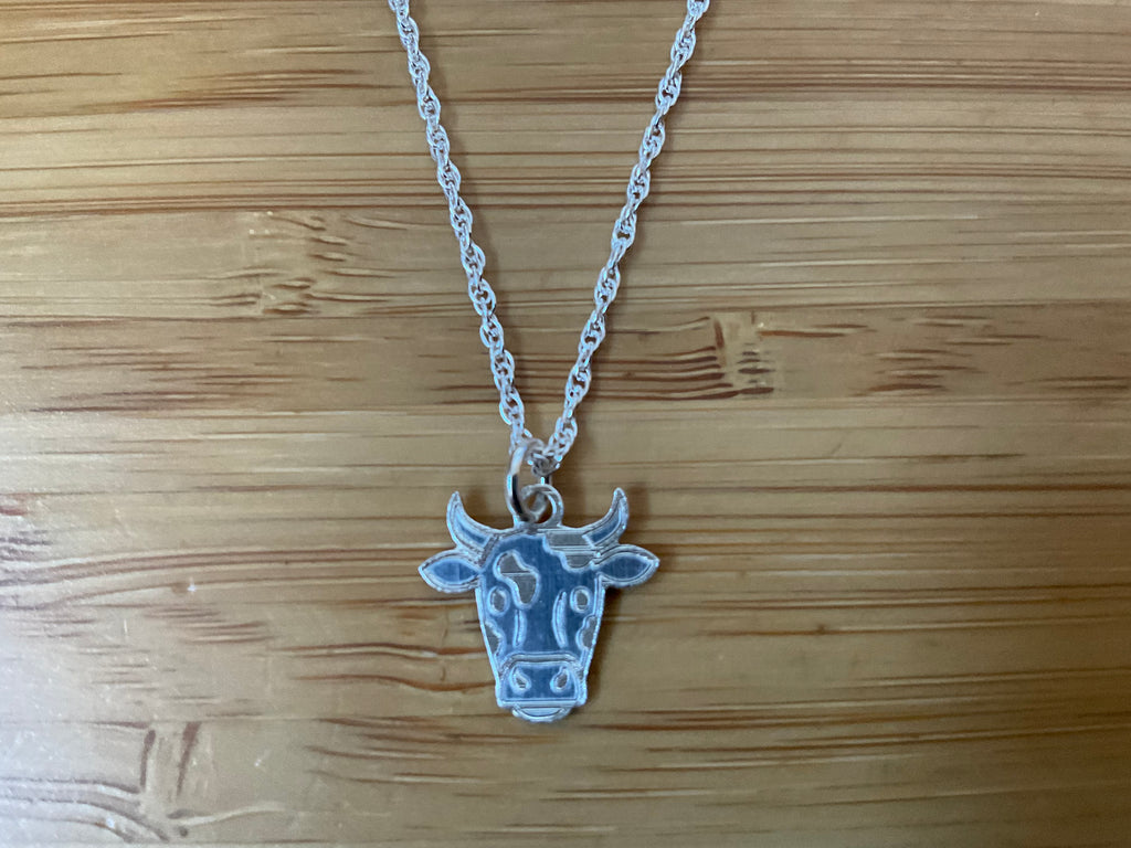 Friesian Cow Etched Pendant & Chain