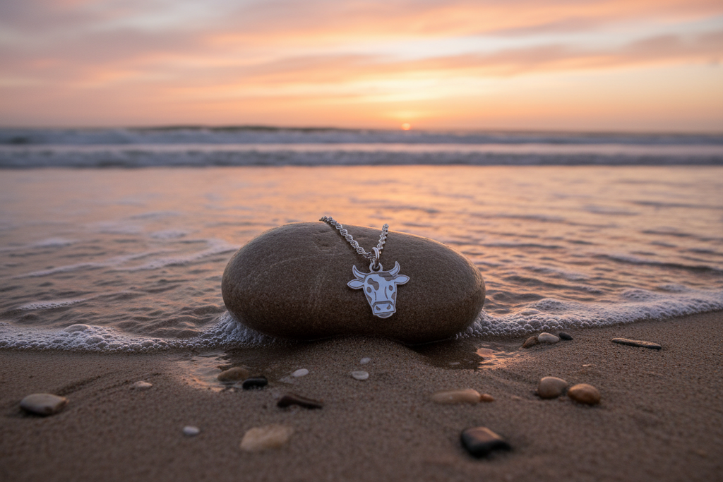 Friesian Cow Etched Pendant & Chain
