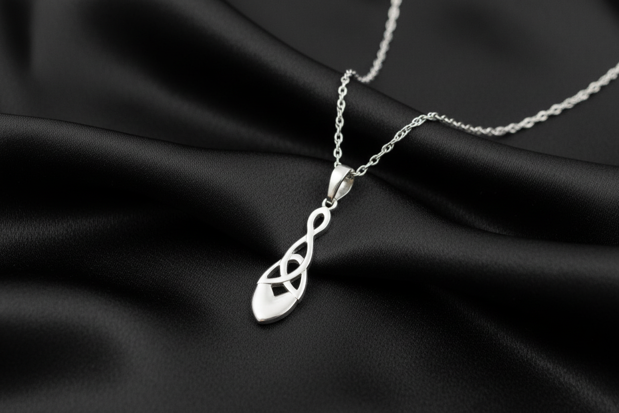 Welsh Celtic Love Spoon Pendant & Chain - Large