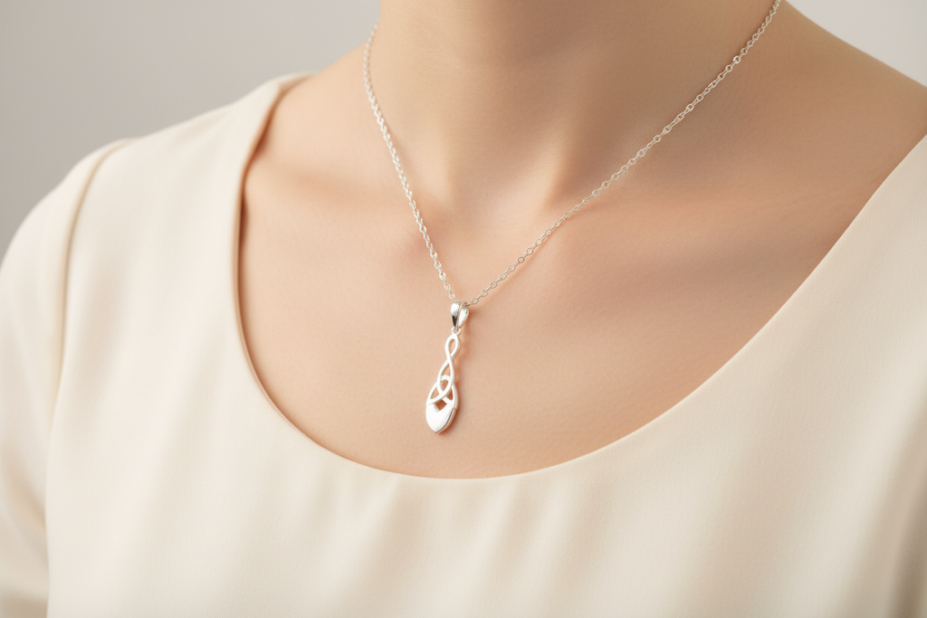 Welsh Celtic Love Spoon Pendant & Chain - Large