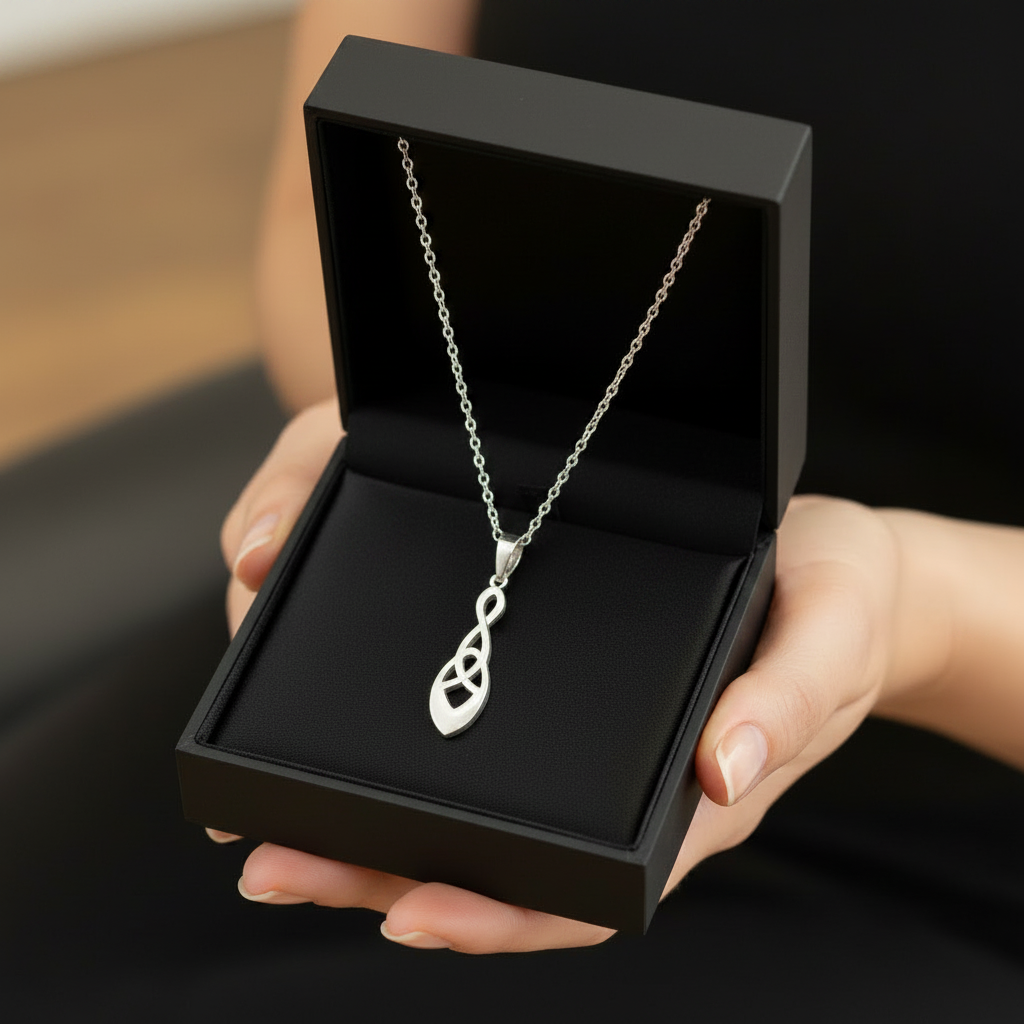 Welsh Celtic Love Spoon Pendant & Chain - Large