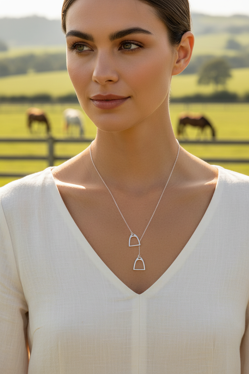 Double Stirrup Lariat Necklace