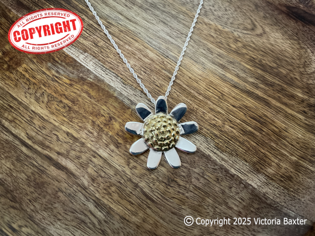 Brass Daisy Pendant & Chain