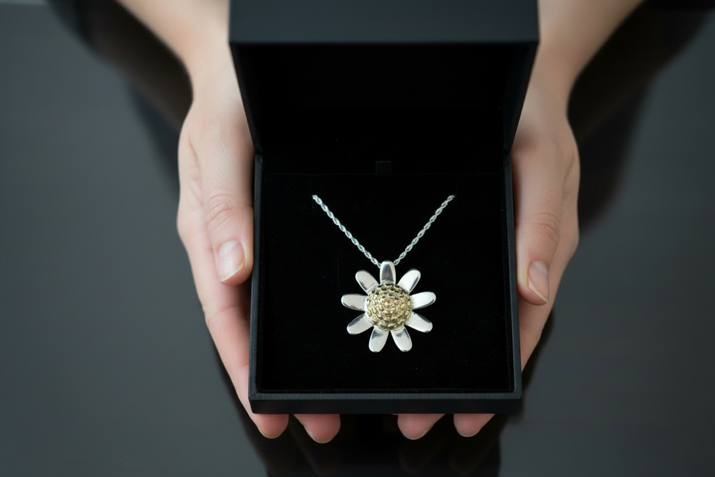 Brass Sunflower Pendant & Chain