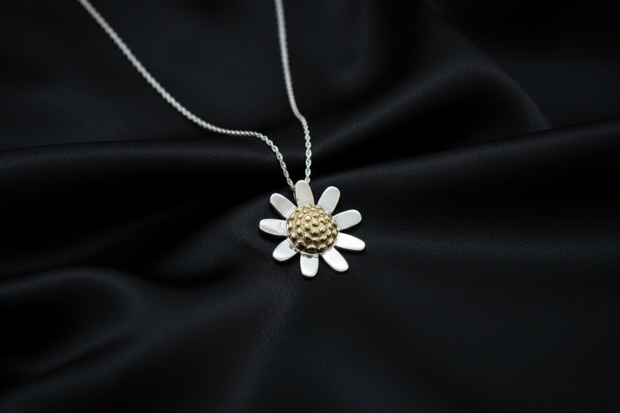 Brass Sunflower Pendant & Chain