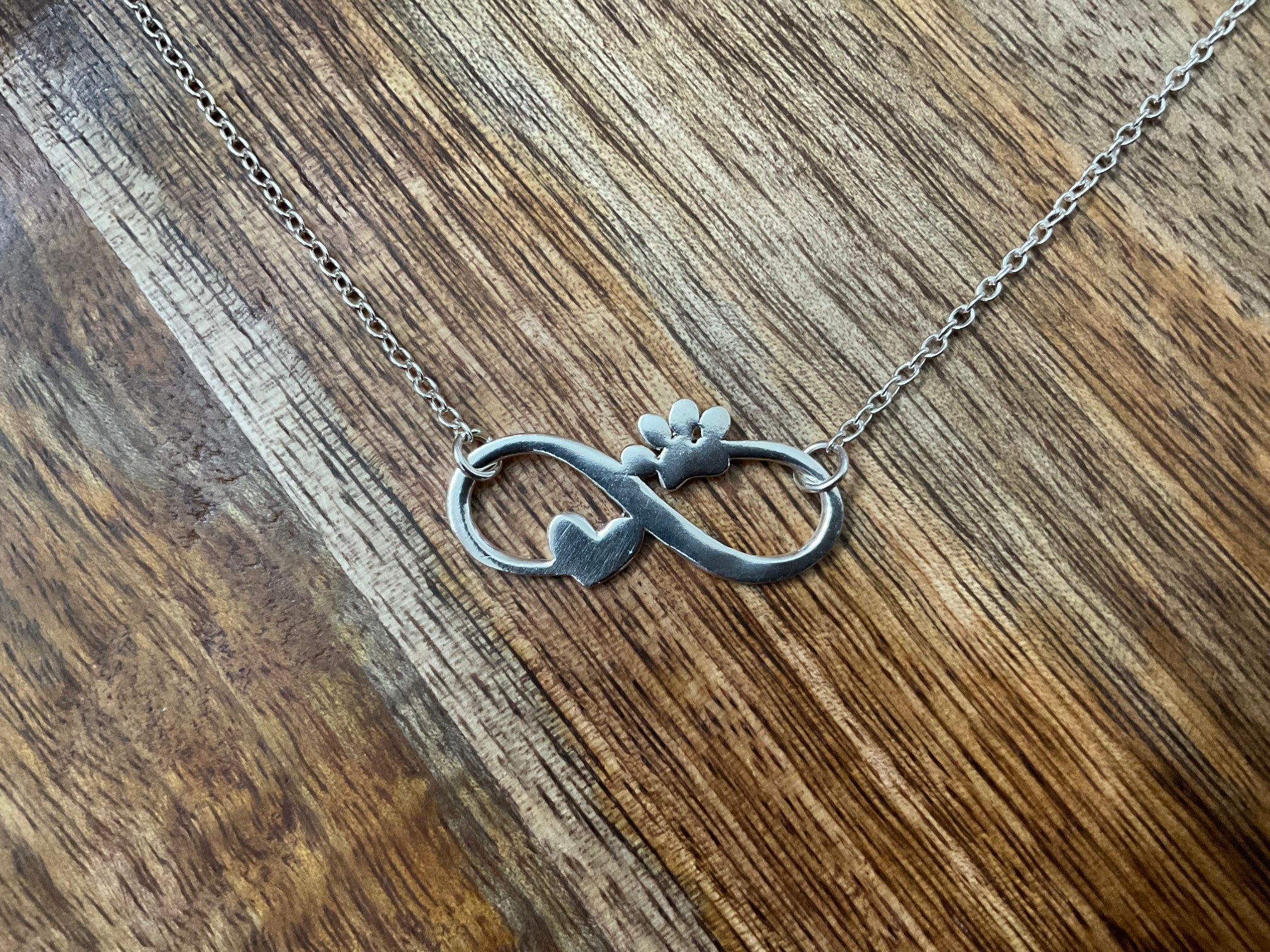 Paw Print Infinity Heart Necklace