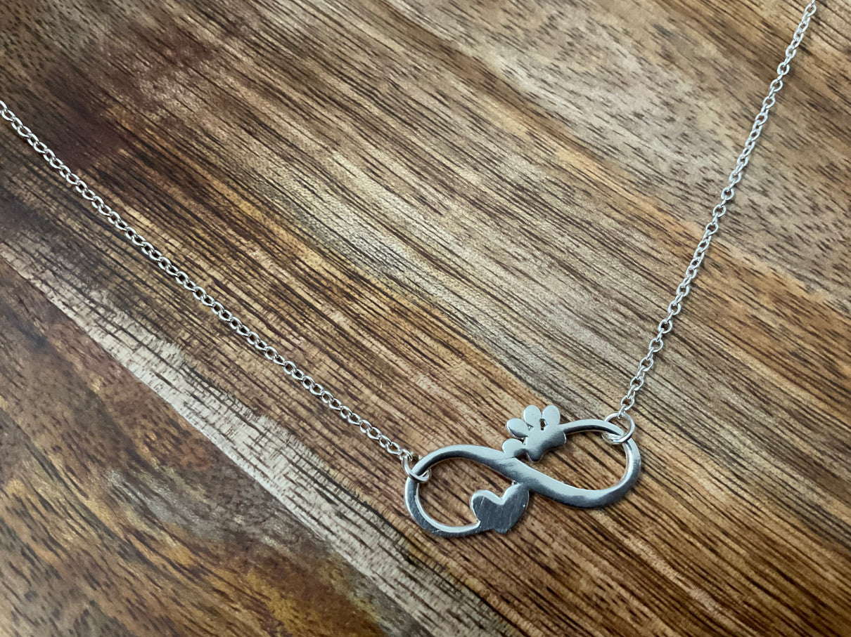 Paw Print Infinity Heart Necklace